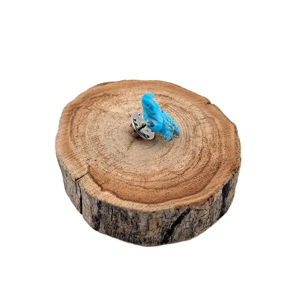 Navajo Kingman Turquoise Horned Lizard Tie Tac Hand Carved‎ Chris McCabe **